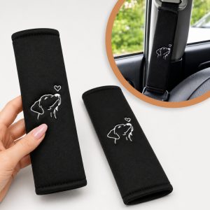 Autós biztonsági öv párna kutyás hímzett mintával | 2 db