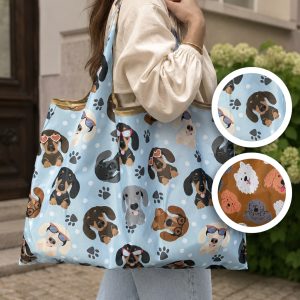 Összehajtható kutyás bevásárlótáska több színben – nagy méretű, hordozható shopper táska
